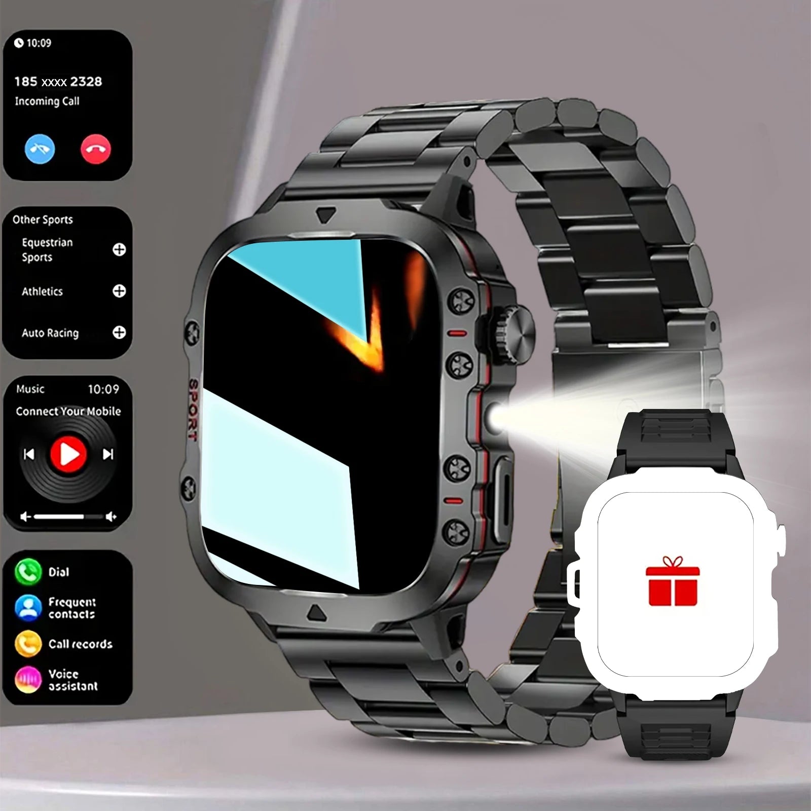2025 Smartwatch — Calling, Dual Straps, Flashlight