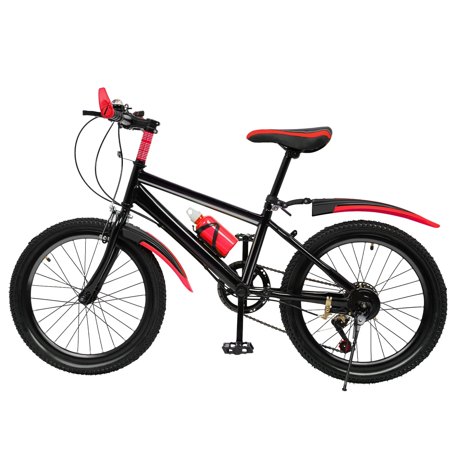 20 Inch Kids Bike Children Bicycle for Boys Girls Ages 8-12 Years Old, MTB Mountain Bike 7 Speed City Bike, GREEB/RED