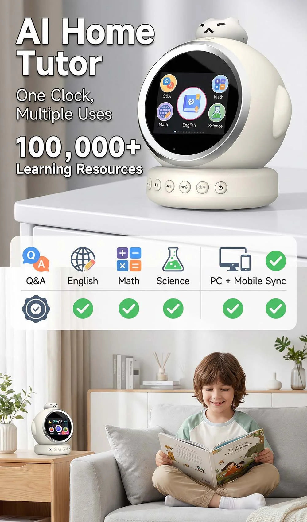 Smart AI Alarm Clock for Kids Ok to Wake Children with Sleep Training and Sound Talking Robot Toy Birthday Gift for Boy Girls