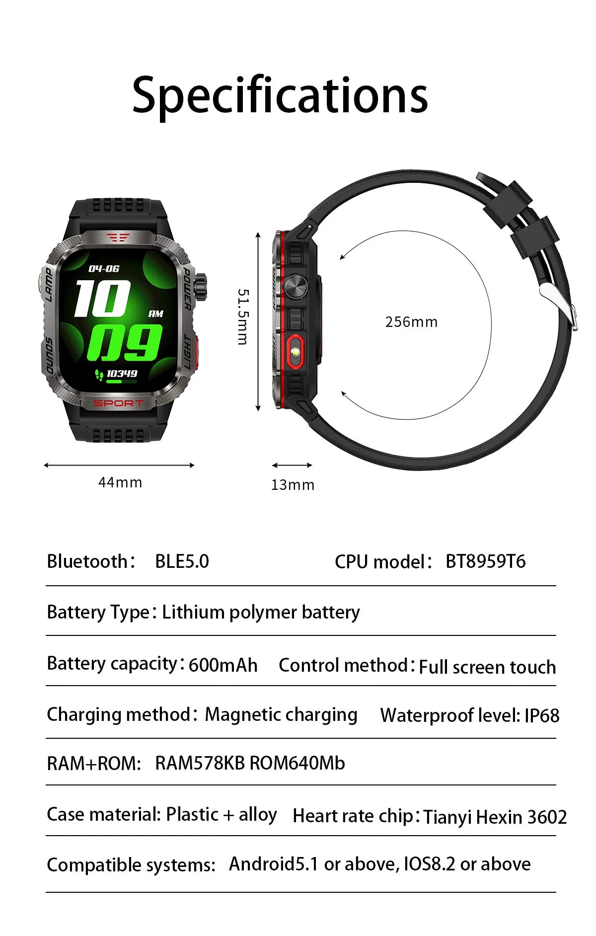 GUHUAVMI Outdoor Watch — AMOLED, GPS, Bluetooth