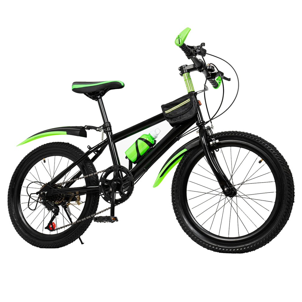20 Inch Kids Bike Children Bicycle for Boys Girls Ages 8-12 Years Old, MTB Mountain Bike 7 Speed City Bike, GREEB/RED