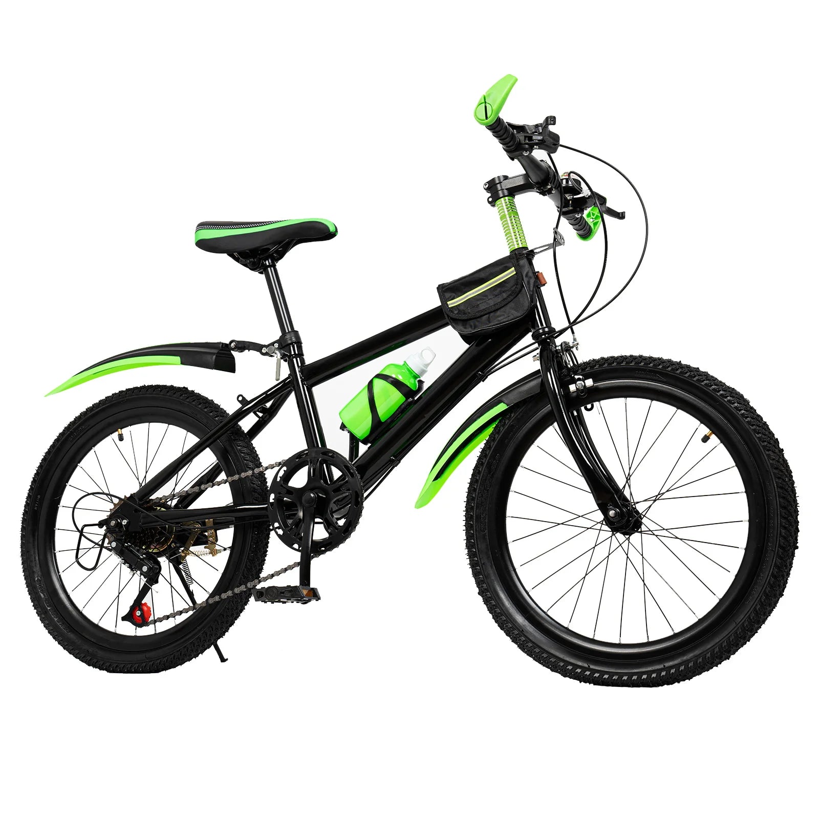 20 Inch Kids Bike Children Bicycle for Boys Girls Ages 8-12 Years Old, MTB Mountain Bike 7 Speed City Bike, GREEB/RED