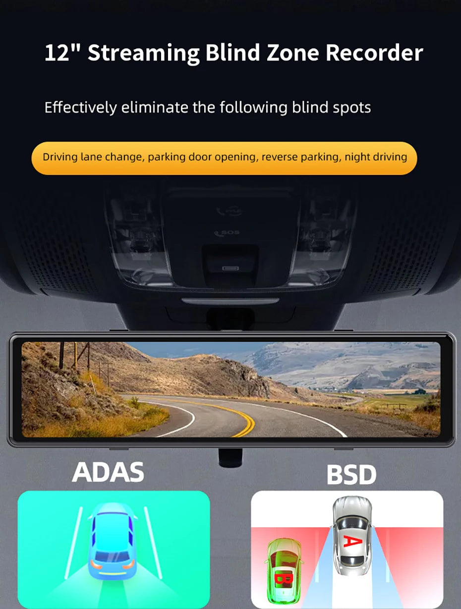 11.26" 4K Dash Cam — BSD, ADAS, Night Vision