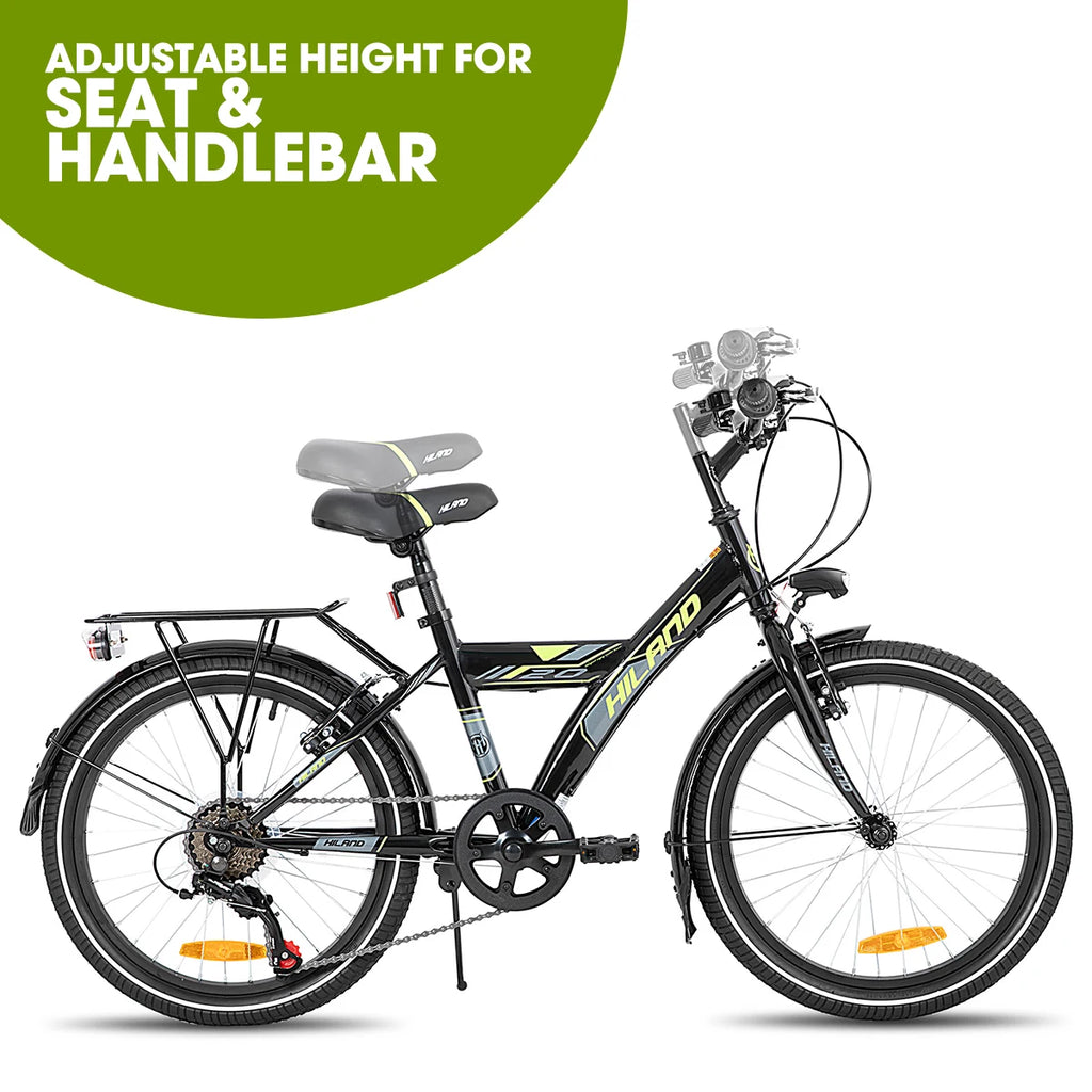 HILAND 20/24 Inch Kids Bike with Rear Rack, 6-Speed Gears Kids Bike with Hand Brakes, Children's Bicycle with Kickstand