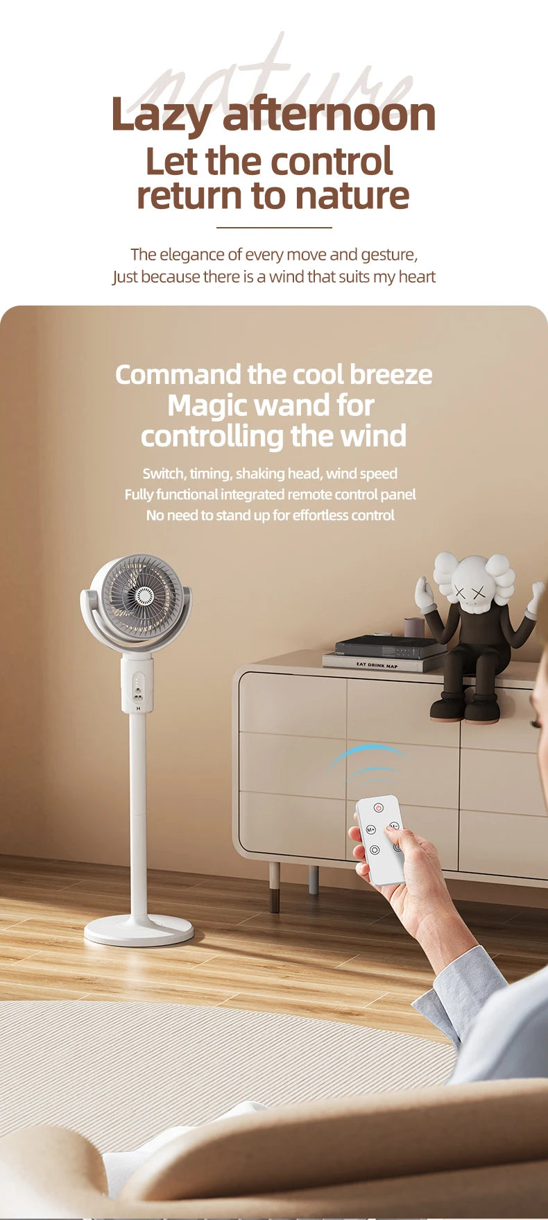 Oscillating Air Fan — 5-Speed, Cordless, Adjustable