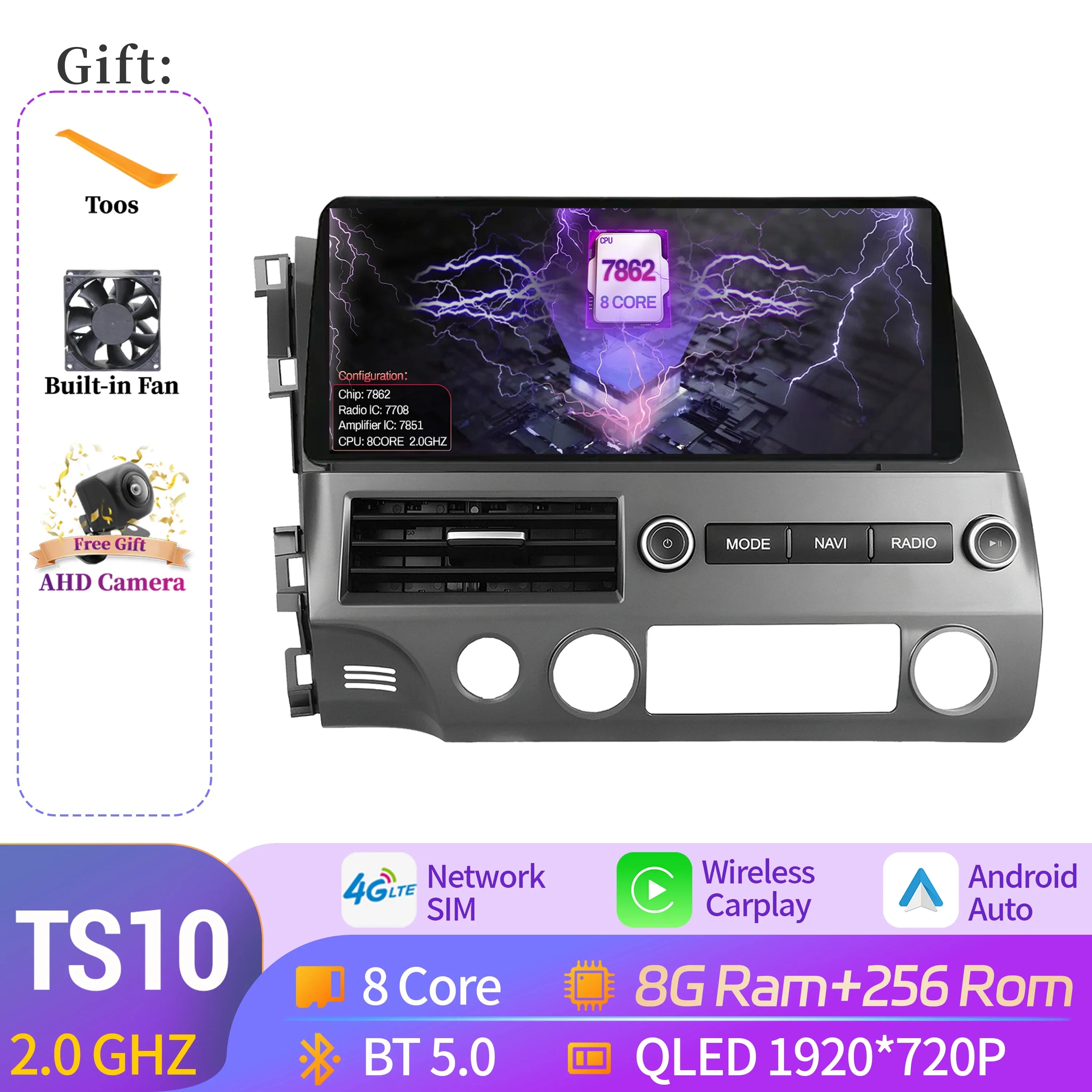 12.3" Android Radio — Honda Civic, CarPlay