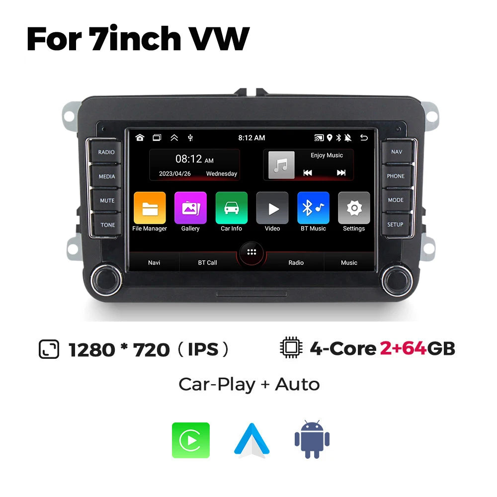 Android 15 Car Radio — Compatible with VW | BT GPS | Car Multimedia