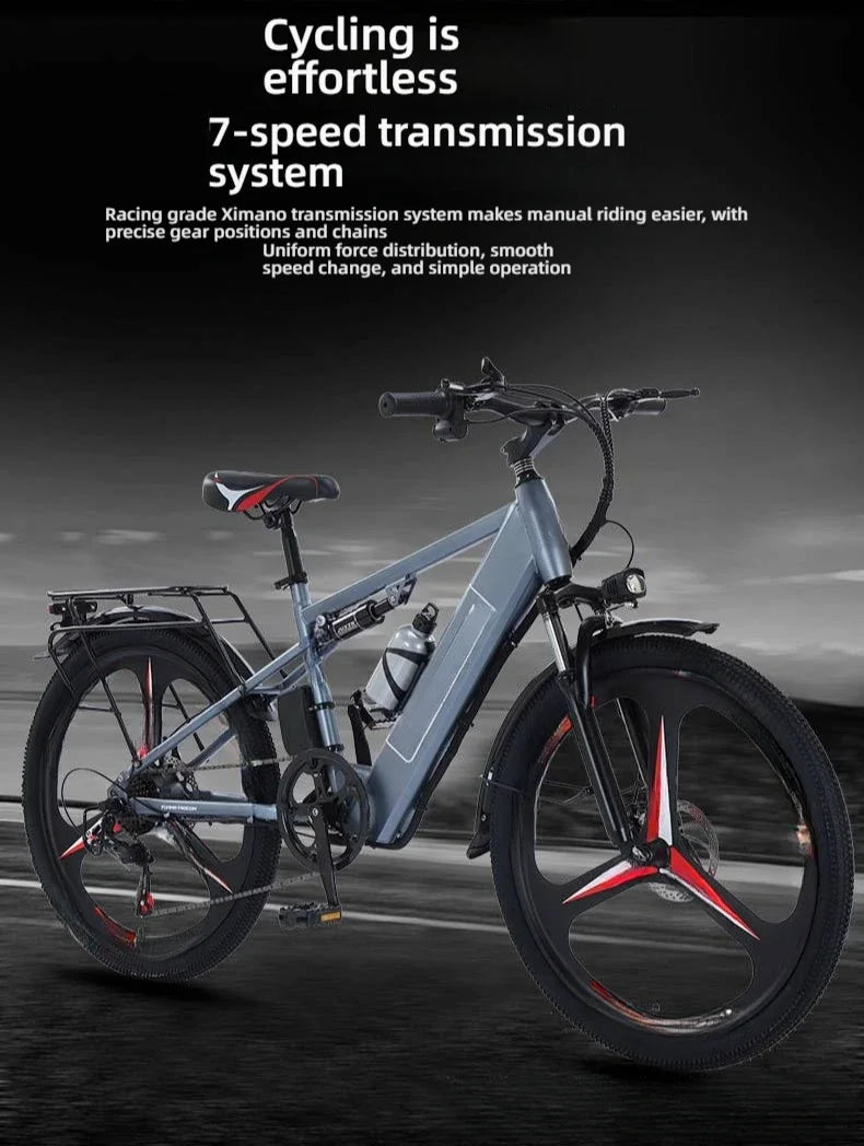 Ebike 400W motor 48V 30AH lithium battery 26-inch tire electric bicycle, urban commuting and transportation adult electric bike