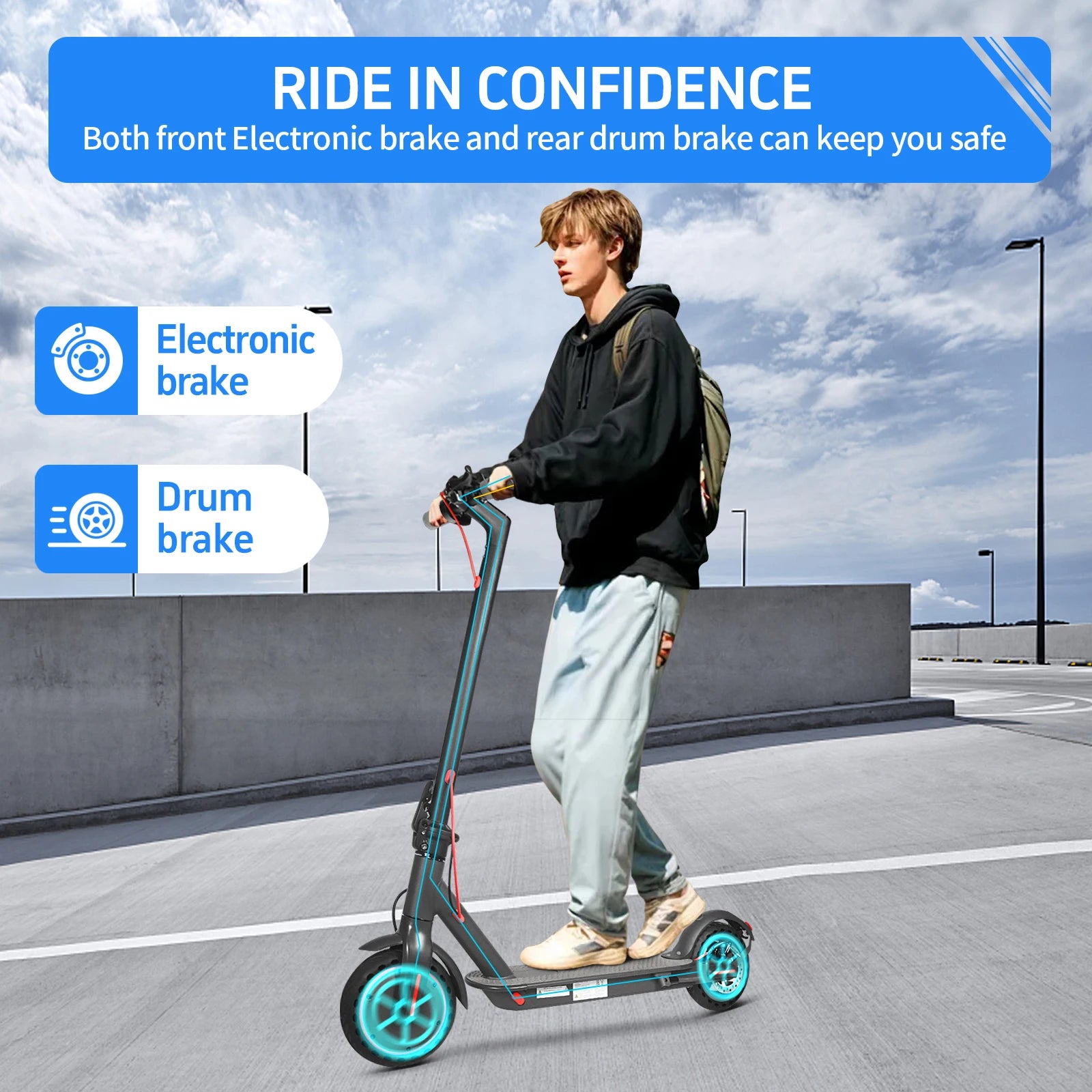 AOVOPRO Electric Scooter Smart Electric Scooter Maximum Speed: 19 miles per hour 350W Motor Range Per.Charge10 Miles