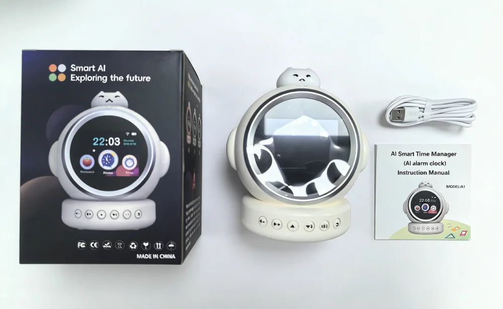 Smart AI Alarm Clock for Kids Ok to Wake Children with Sleep Training and Sound Talking Robot Toy Birthday Gift for Boy Girls