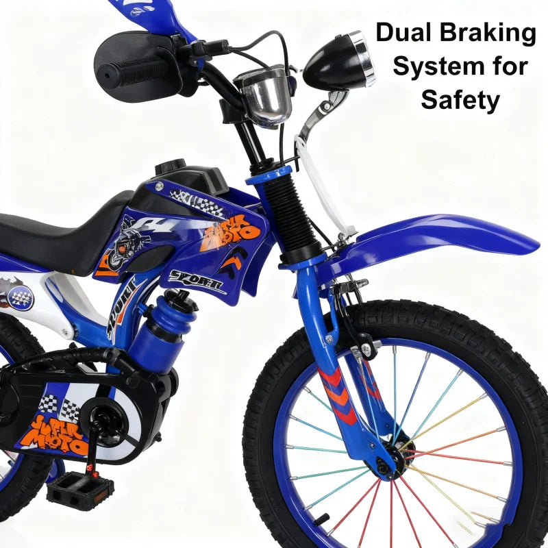 Blue Off-Road Motorcycle Bicycle Pedal Bike for Boys And Girls 12/16 Inch Children's Basic Model Foreign Trade