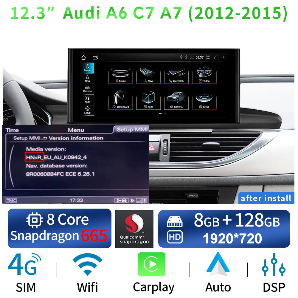 Audi A6/A7 Android 14 — 12.3", CarPlay, GPS