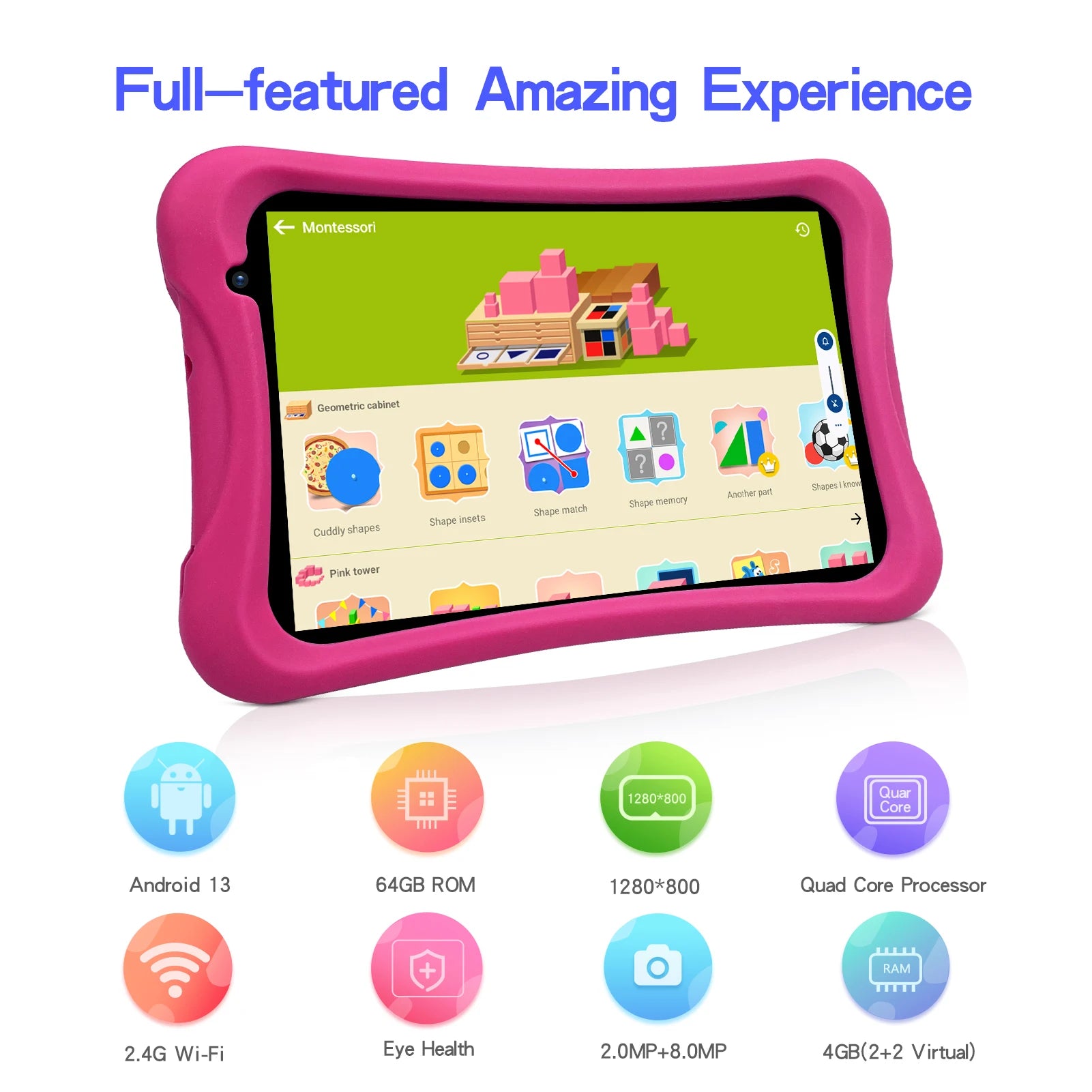 PRITOM Kids Tablet — 64GB, Dual Camera
