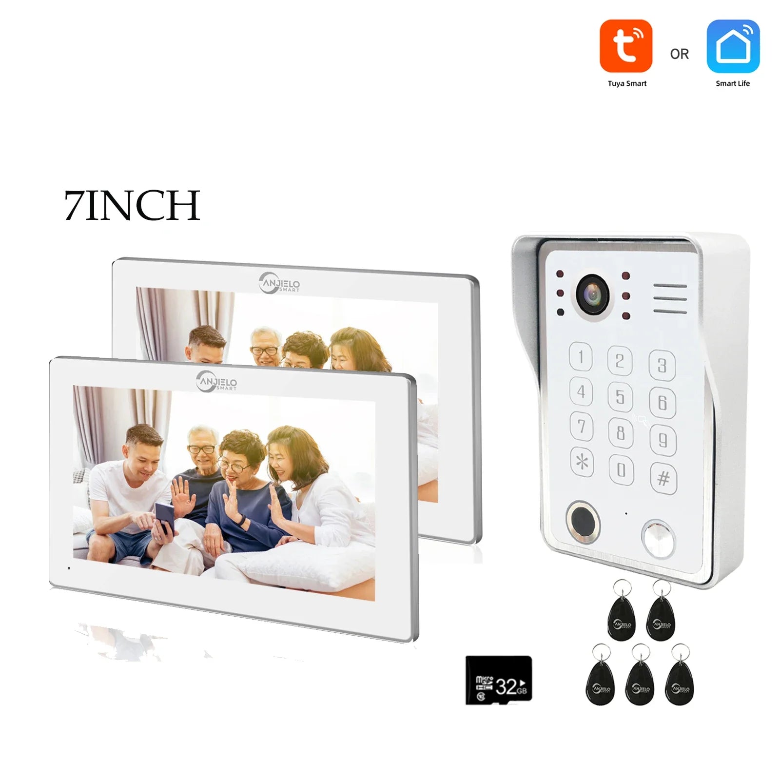 Système de sécurité interphone vidéo avec déverrouillage par empreinte digitale Anjielo tuya 1080P moniteur tactile 7/10 pouces pour villa et maison