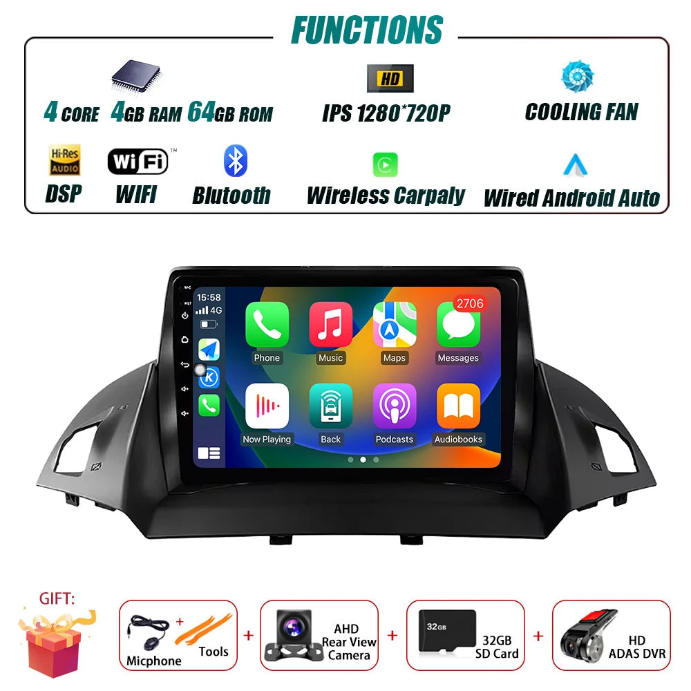 Ford C-MAX/Kuga — Android 16, GPS, CarPlay