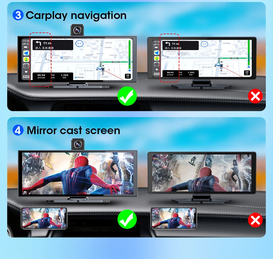 4K Dash Cam — Wireless CarPlay, Dual Lens