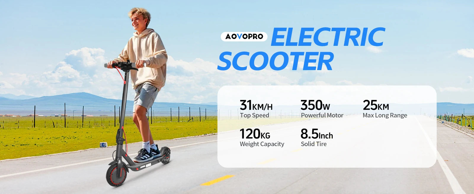 AOVOPRO Electric Scooter Smart Electric Scooter Maximum Speed: 19 miles per hour 350W Motor Range Per.Charge10 Miles