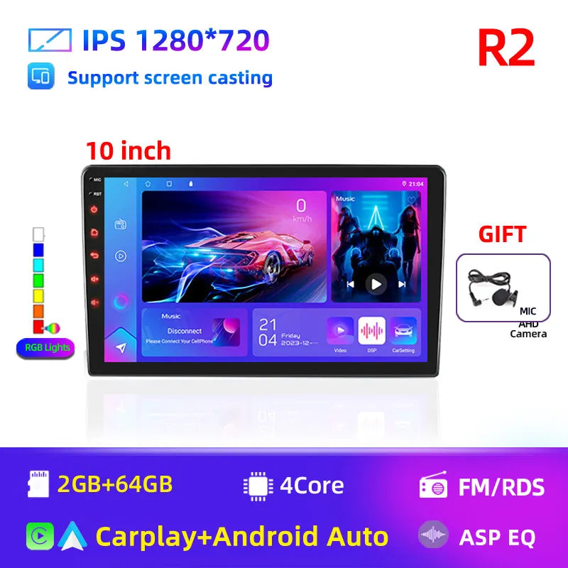 2 Din Android Radio — CarPlay, GPS, 4G