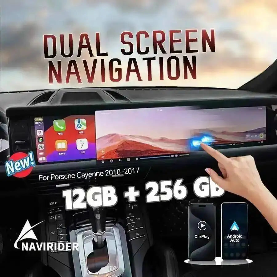 Yes 24.6" Dual Screen 256GB Android 15 For Porsche Cayenne 2010-2017 Carplay Radio Android Auto Stereo Multimedia Video Player