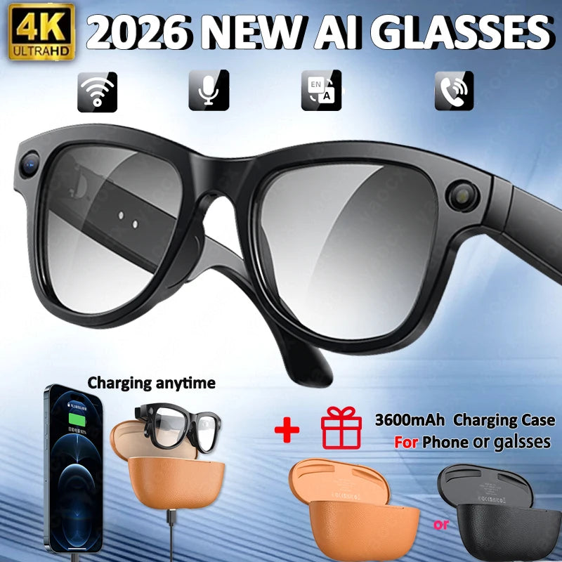 2026 AI Glasses — 4K Camera, ChatGPT, 32GB