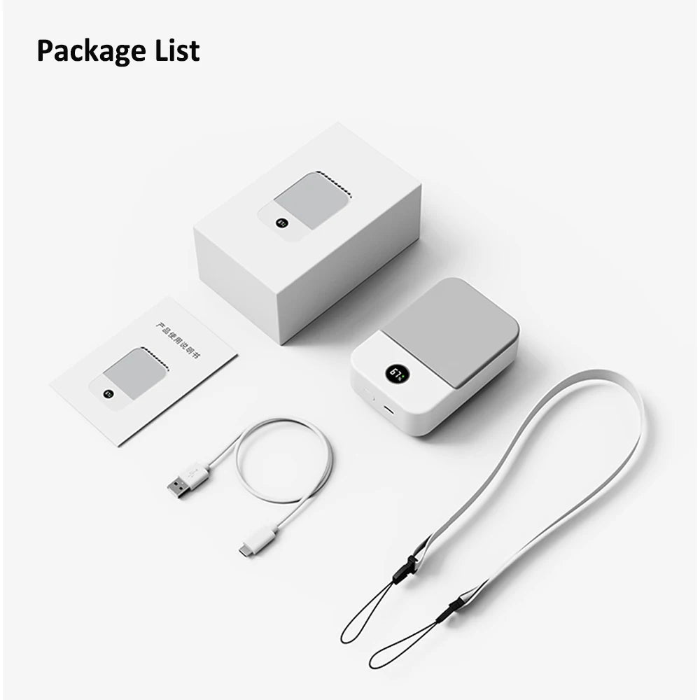 Waist Fan Portable Outdoor Mini Hanging Neck Fan 3 Gear Strong Wind Bladeless Waist Neck Fan Air Cooler USB Fan 2000Mah