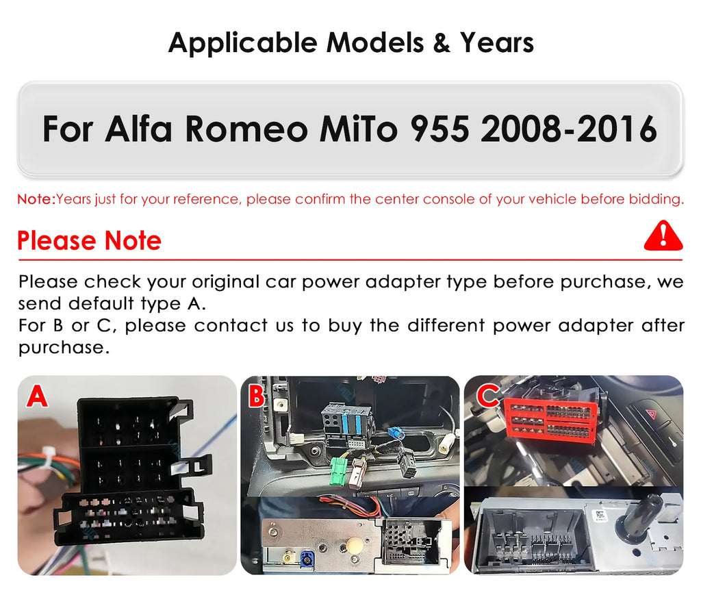 Hizpo Android Radio — Alfa Romeo Mito 955 2008-2016, Wireless CarPlay, GPS, DSP, 8-Kern