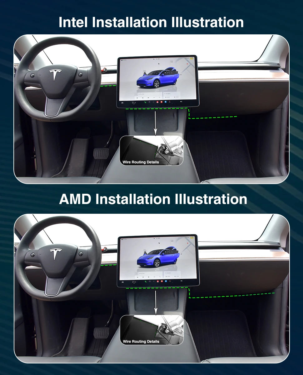 For Tesla Display 9.6 Inches New HUD For Model 3 2016-2023 & Model Y 2020-2024 Support Multiple Languages Carplay Android Auto