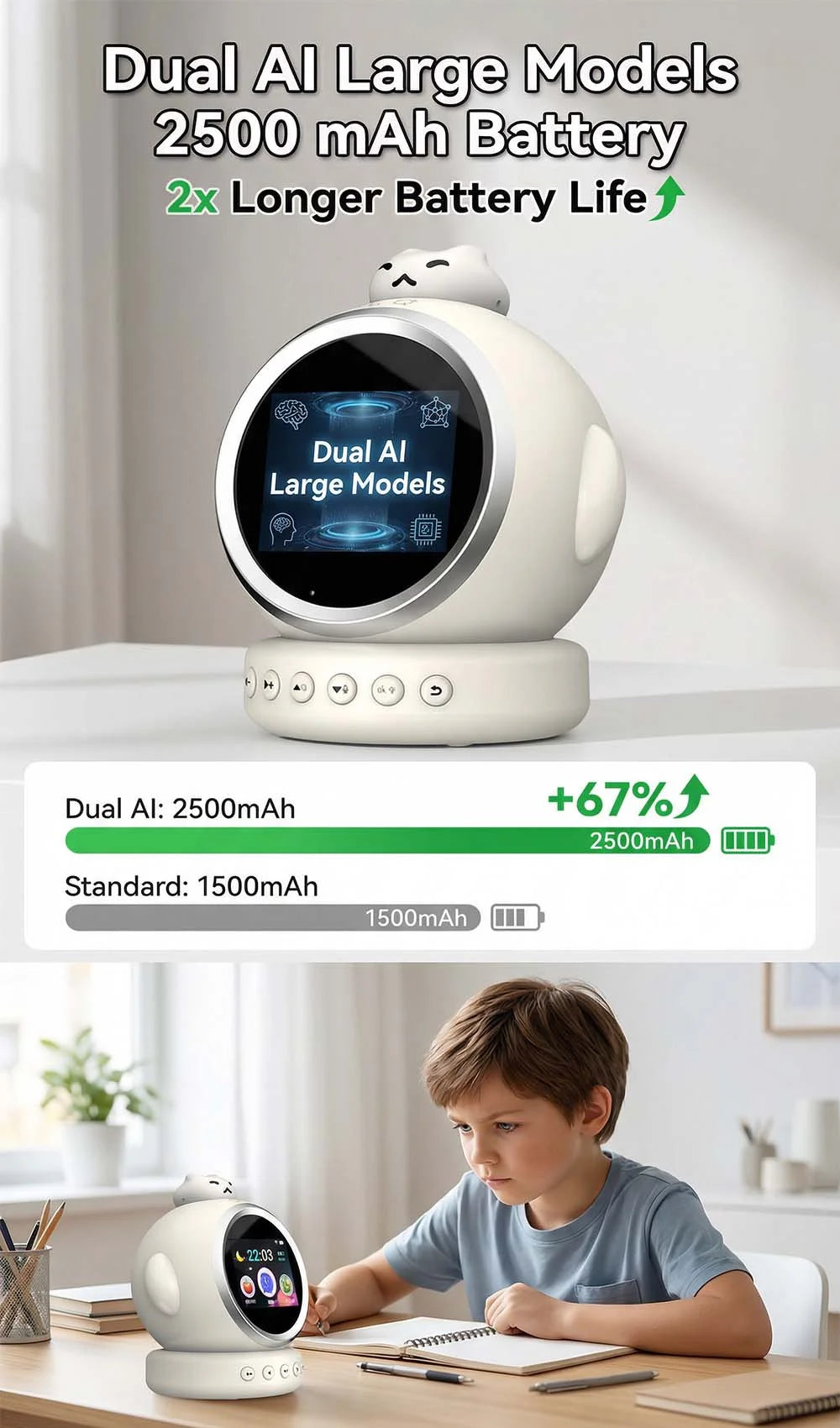 Smart AI Alarm Clock for Kids Ok to Wake Children with Sleep Training and Sound Talking Robot Toy Birthday Gift for Boy Girls