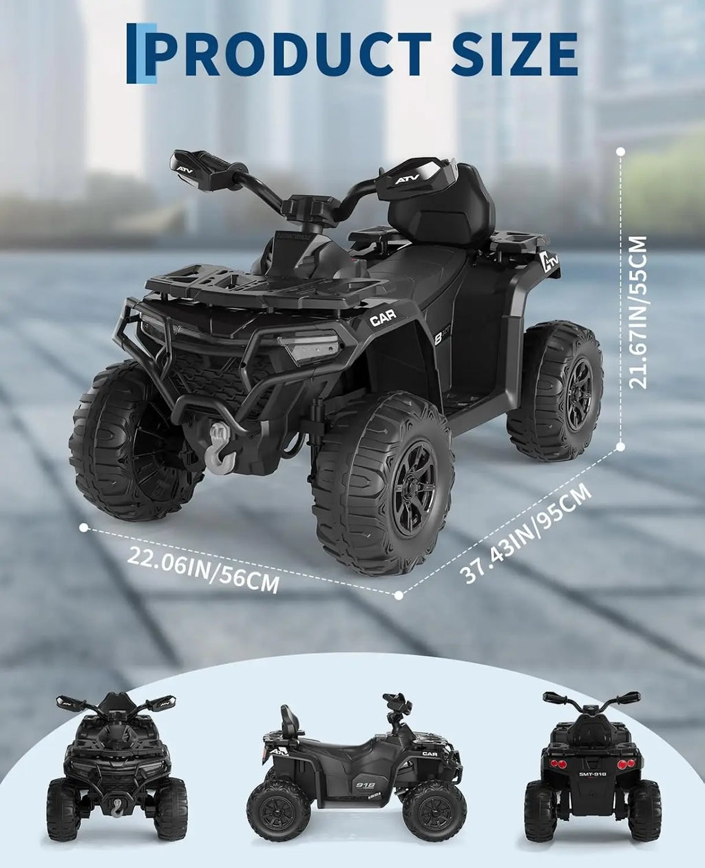 12V Kids Ride On ATV Car w/Parent Remote Control, Spring Suspension, LED Lights, Bluetooth, Off-Road Vehicle Toys for Boys&Girls