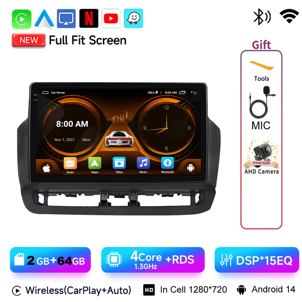 JIUYIN Autoradio 9" Android 15 pour Seat Ibiza 2012-2015 Lecteur Multimédia Vidéo Auto WIFI BT GPS Navigation Écran Stéréo Audio