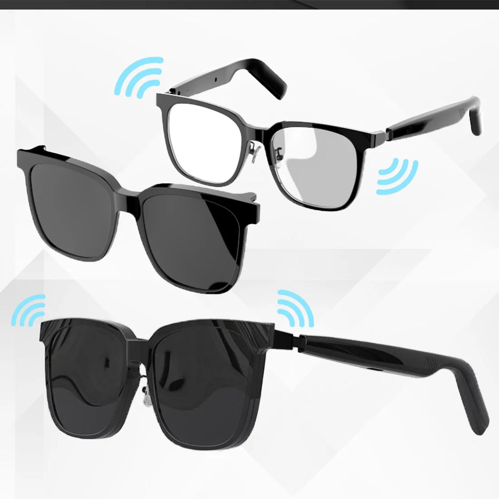 Unisex-Smart-Brille — magnetische Gläser, Bluetooth 5.4, kabellose Anrufe & Musik