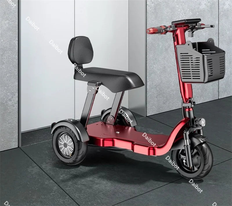 Family 3 Wheel Foldable Mobility Scooter For Seniors Anti-Theft Alarm 2 Seat Long Range 1000W Small Electric Tricycle Folding
