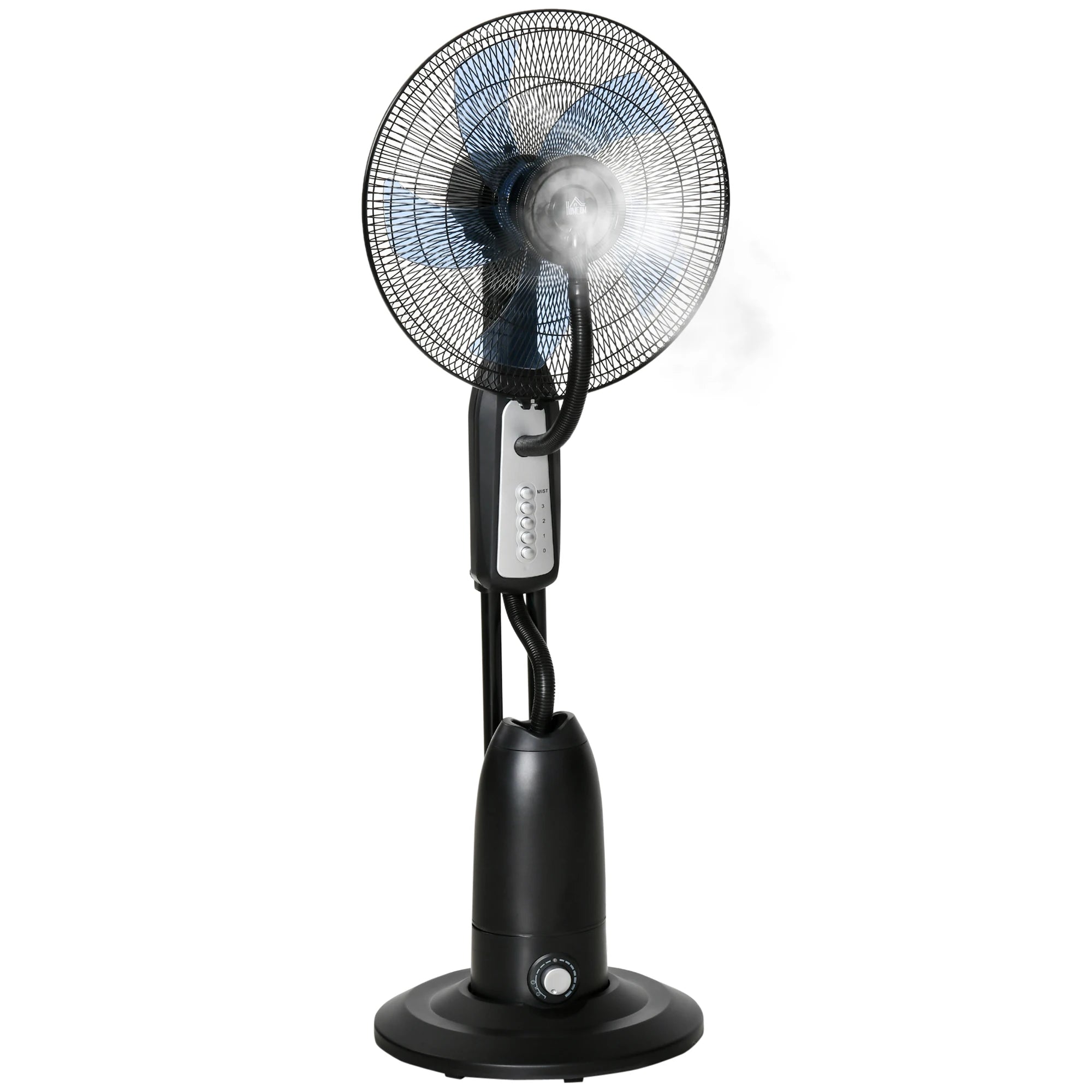 HOMCOM 18" Pedestal Fan with Water Mist Spray Standing Fan, 2.8L Tank Black