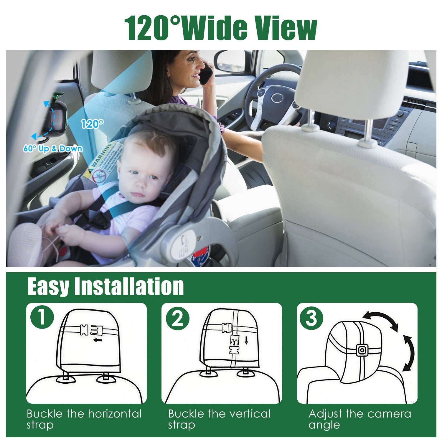 1080P Baby Car Camera — Dual Channel, Night Vision