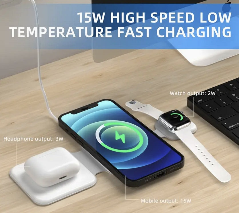 3-in-1 Magnetic Charger — Foldable, Multi-Device