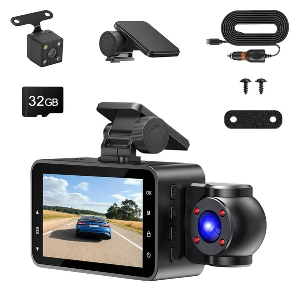 WiFi 3-Channel Dash Cam — 1080P, Night Vision