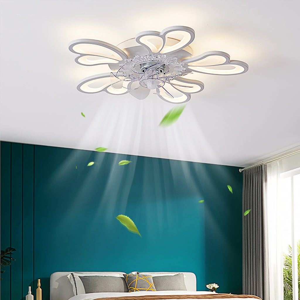 Moderner leiser Deckenventilator mit Licht — 50W, App- & Fernbedienung, stufenloses Dimmen, mehrere Flügelstile