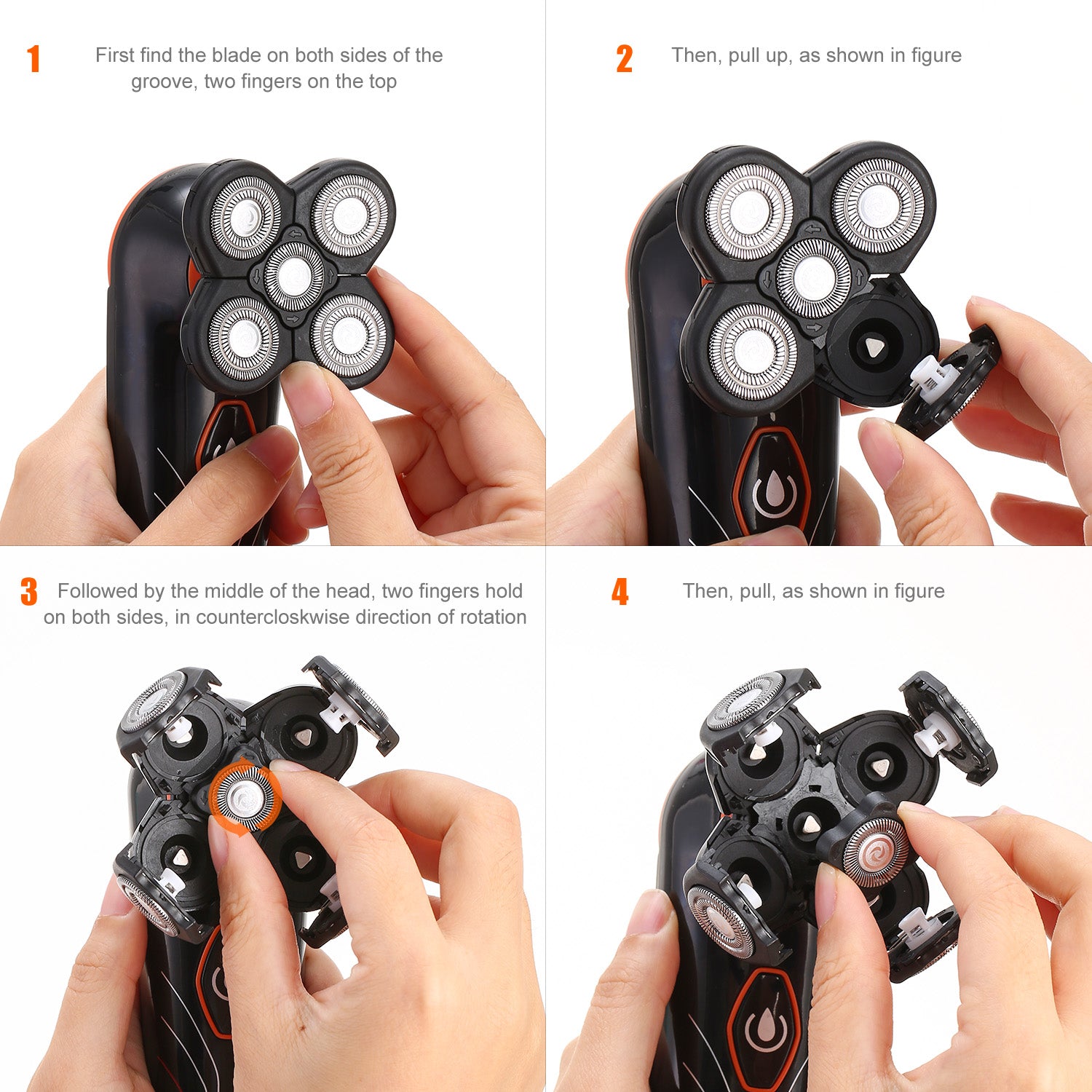 Rasoir électrique 4D étanche IPX7, rasoir rotatif avec 5 têtes flottantes, rechargeable, tondeuse à barbe, rasoir pour homme, utilisation humide et sèche