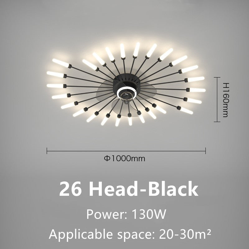 Plafonnier ventilateur d'ambiance moderne – Variation continue, Télécommande, 10-15m², Aluminium