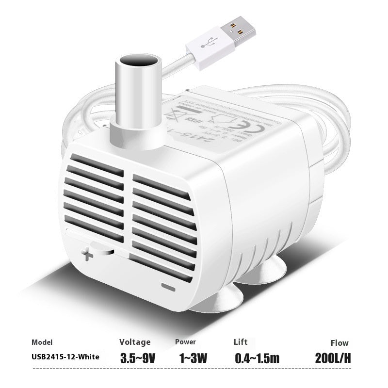 Pompe de fontaine de rocaille Pet Mute Mini Loop – USB et CC, ABS, eau de circulation