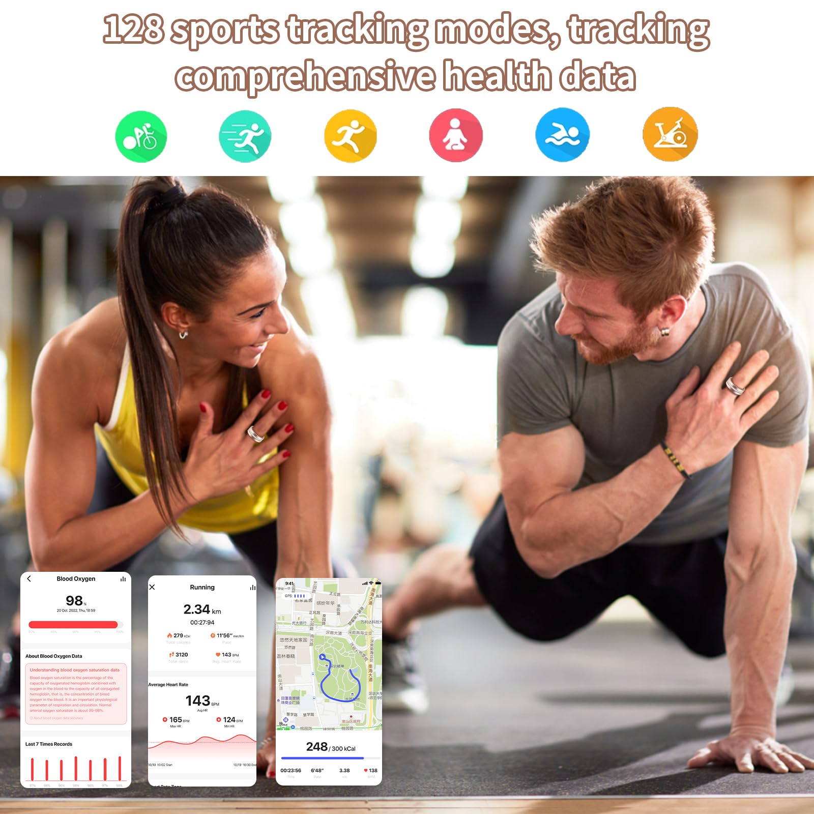 Smart Ring For Women - Heart Rate, Blood Oxygen & Sleep Tracker, Rose Gold, IP68