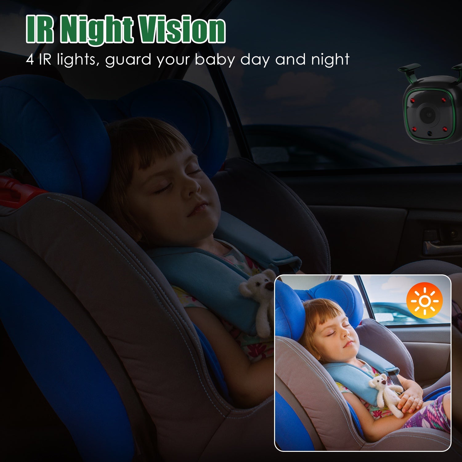 1080P Baby Car Camera — Dual Channel, Night Vision