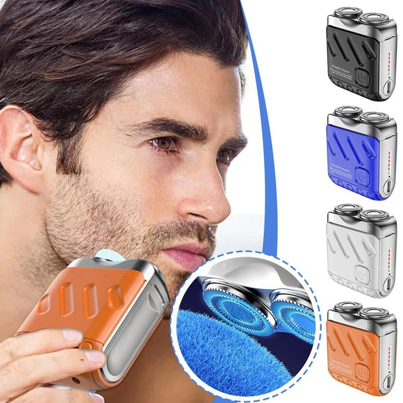 Tragbarer rotierender Doppelring-Elektrorasierer, Herren-Reise-Mini-Rasierer, doppelter schwebender Magnetklingen-Kopf, wiederaufladbare Taschenrasierer