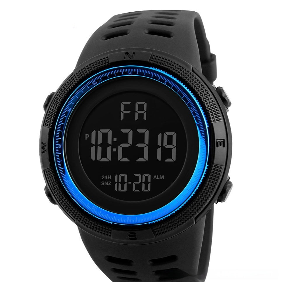 Montre électronique à grand cadran, lumineuse, style sportif et dominant