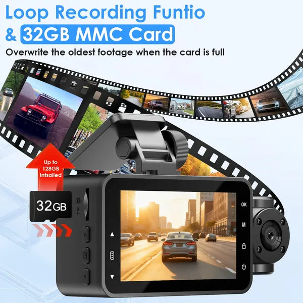 WiFi 3-Channel Dash Cam — 1080P, Night Vision