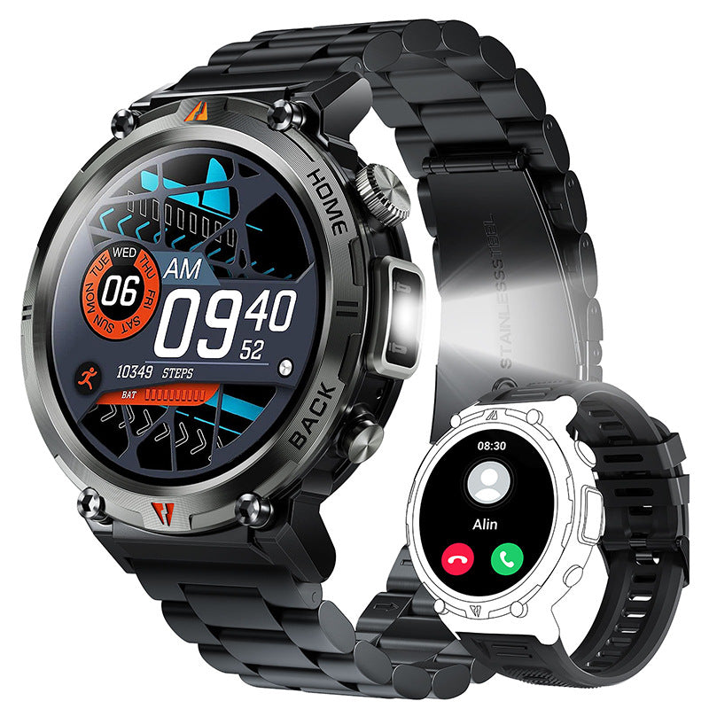 Montre connectée Bluetooth 145 écrans avec lampe de poche LED