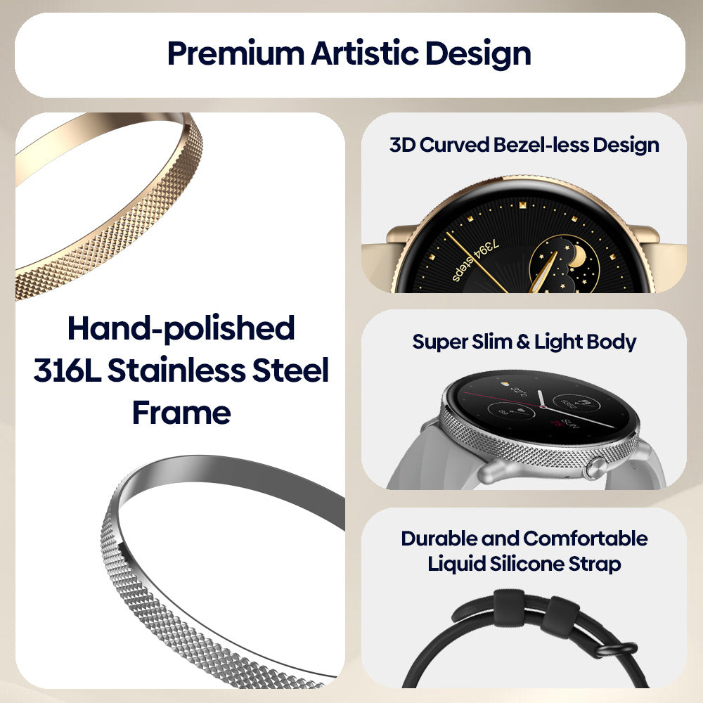 Women’s Smart Watch — Stainless Steel, Fitness