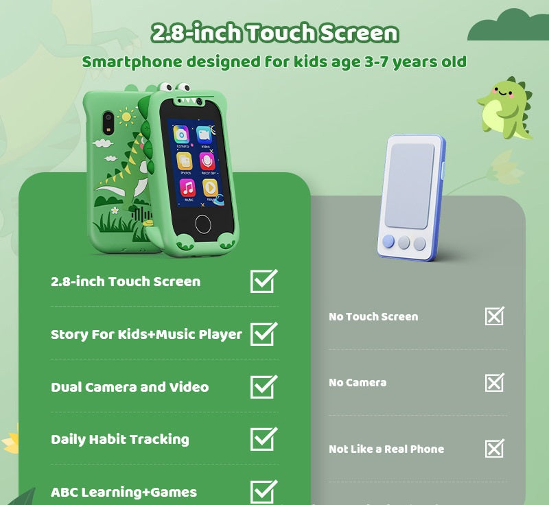 Mini Bär Kinderkamera & Spiele-Telefon – Touchscreen, Fotosticker, Video, 512 MB
