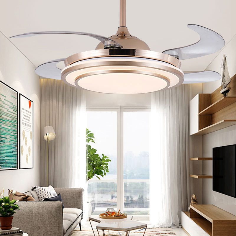 Ventilateur de plafond/Lustre LED Plein Spectre pour les yeux — 36-48", Pales Invisibles, WiFi, Commande Vocale