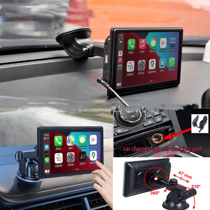 7" Tragbarer IPS CarPlay & Android Auto Bildschirm – GPS, Kabellos